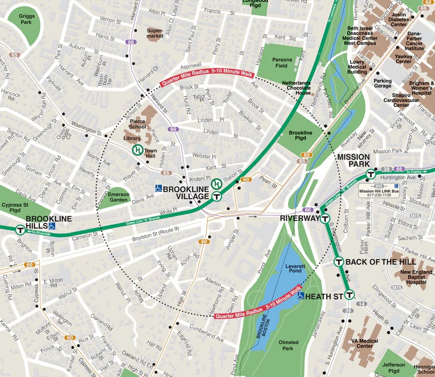 Map of Proto Home Service's coverage area in Brookline, MA
