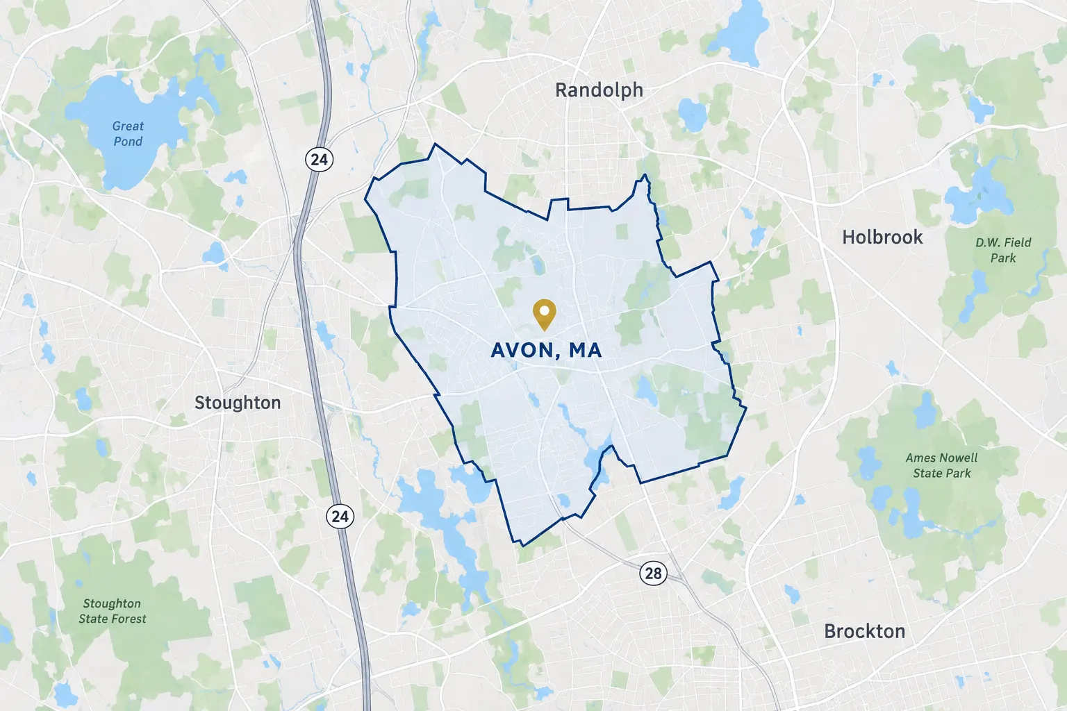 an image of the map of avon ma