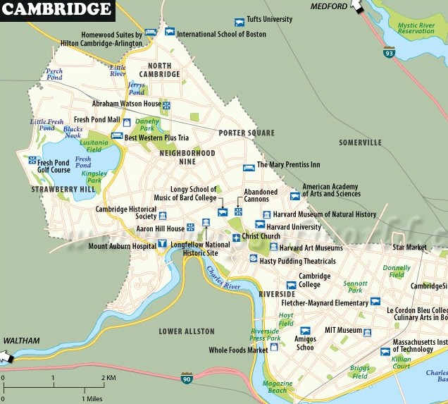 a picture of the map of cambridge, ma