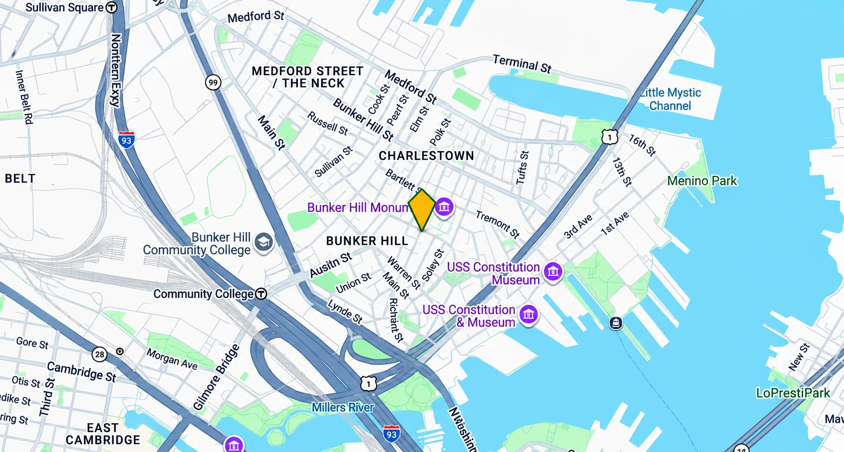 Map of the Charlestown service area