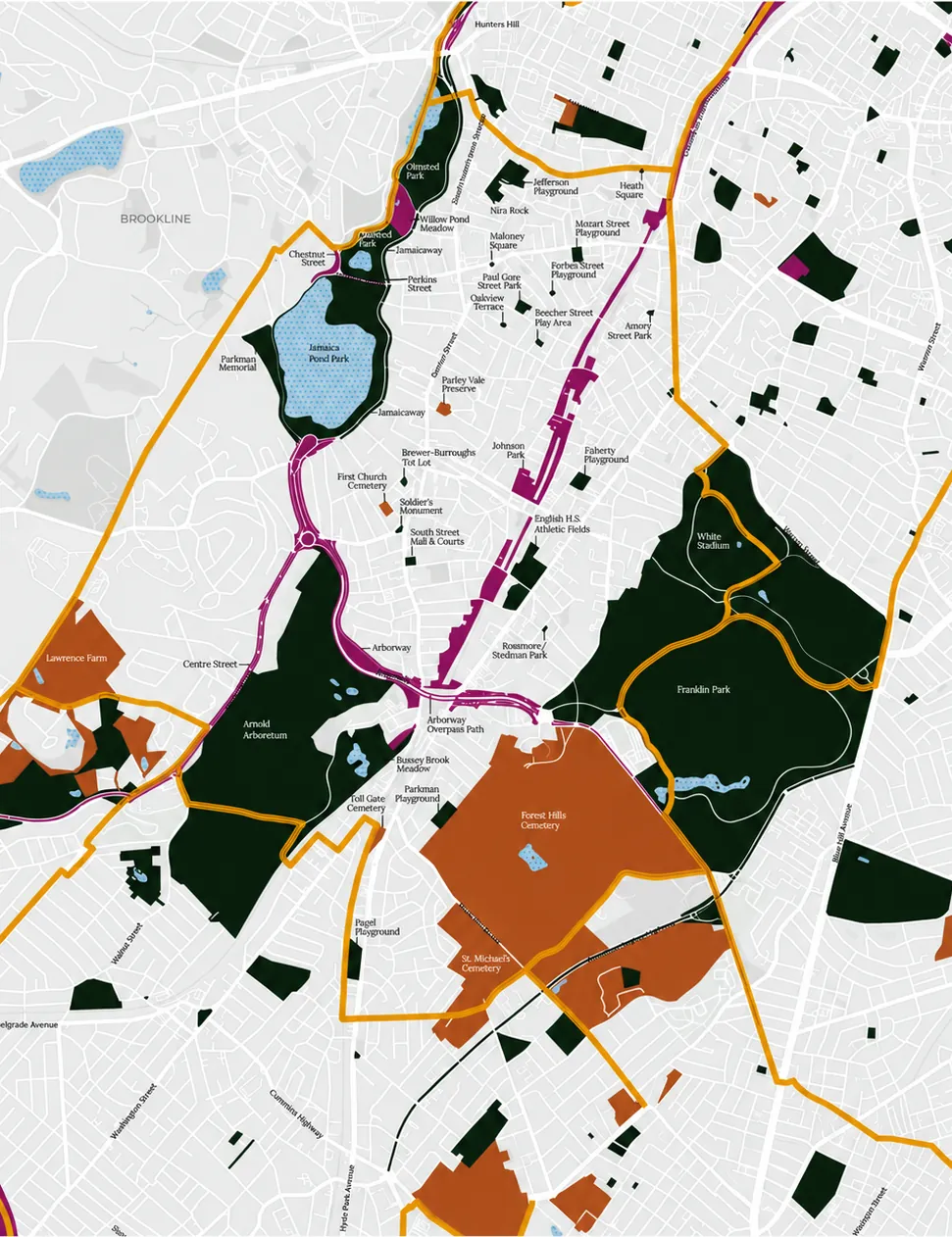 A Map View Of Jamaica Plain, Massachusetts