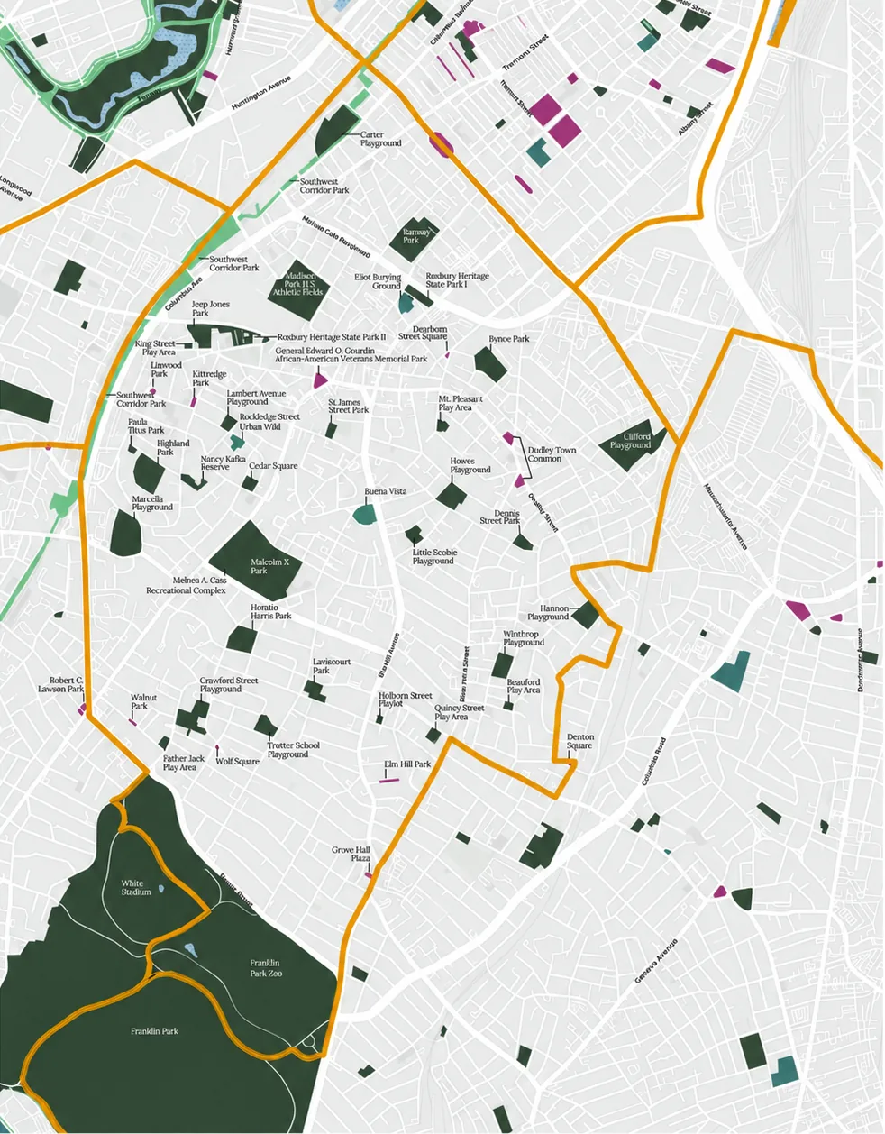 map of the roxbury, ma area